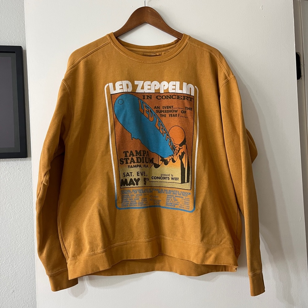 Led Zeppelin Organic Cotton Crewneck Sweater - Mustard